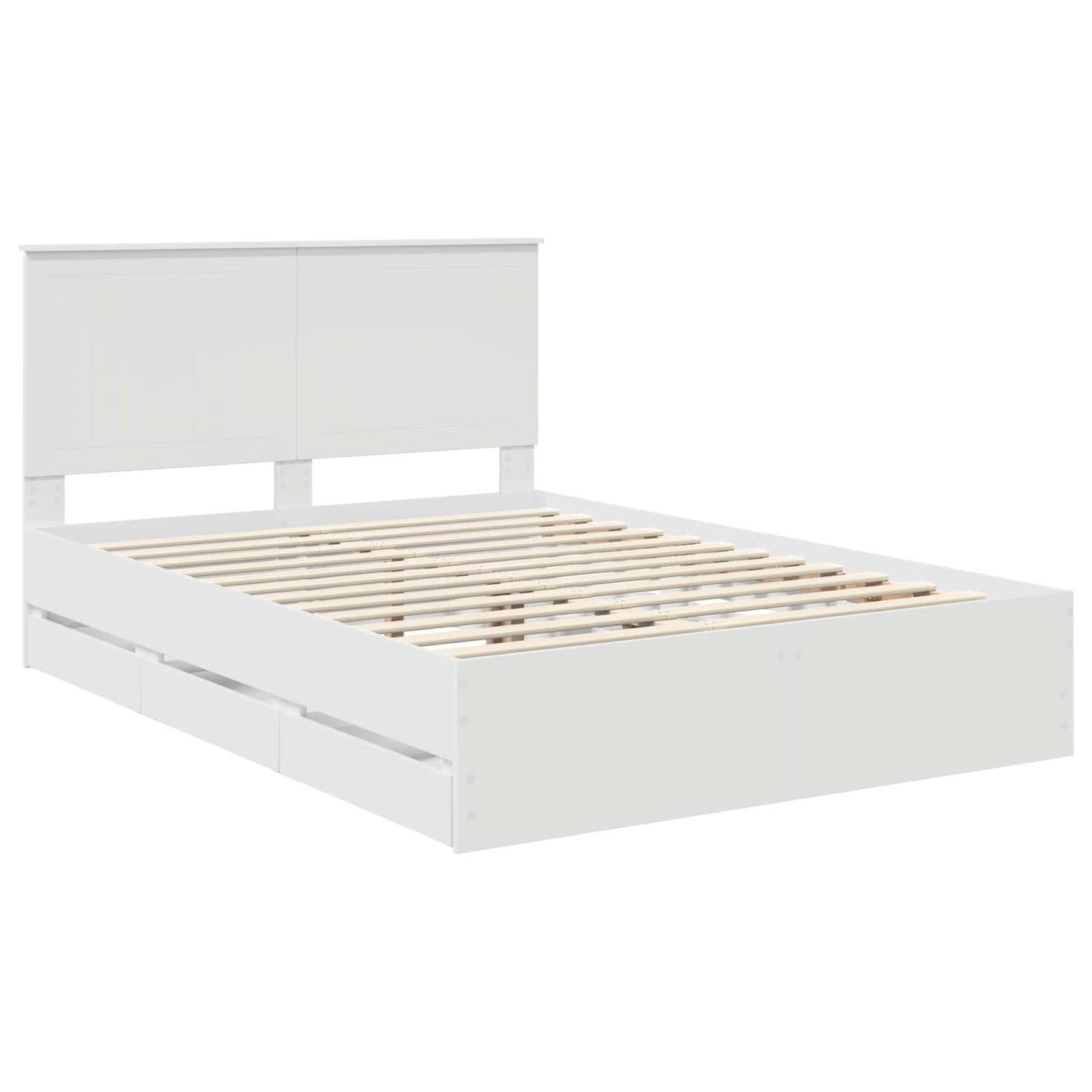 Bed Frame with Drawer White 140 x 190 cm Engineer Wood