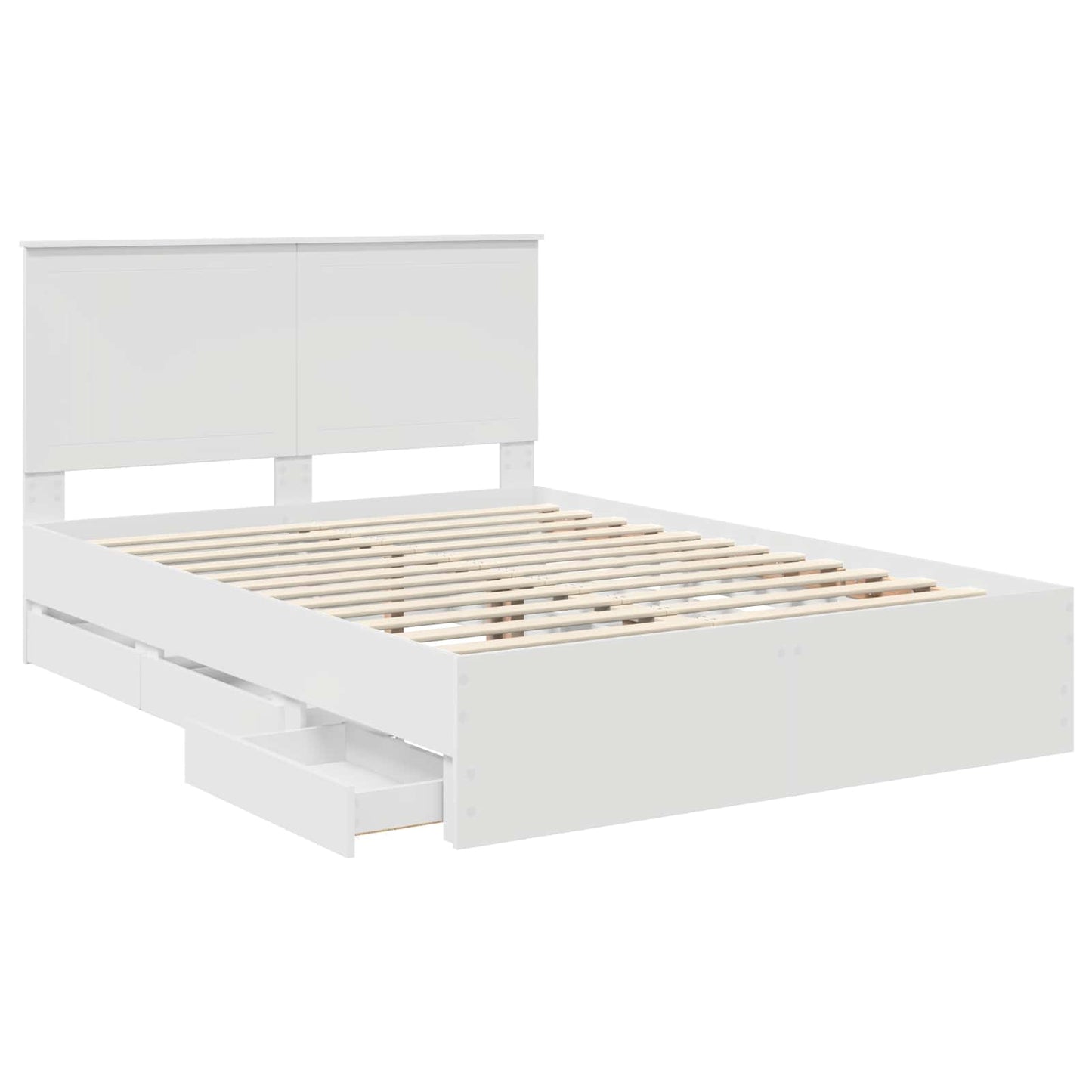 Bed Frame with Drawer White 140 x 190 cm Engineer Wood