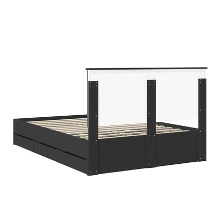 Bed Frame with Drawer Black 140 x 190 cm Engineer Wood