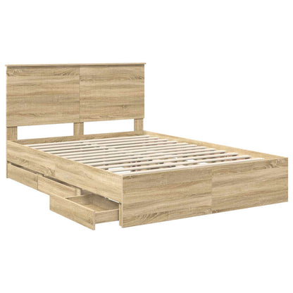 Bed Frame with Drawer Sonoma Oak 140 x 190 cm Engineer Wood