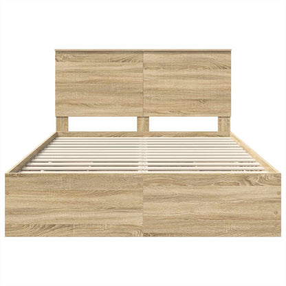 Bed Frame with Drawer Sonoma Oak 140 x 190 cm Engineer Wood