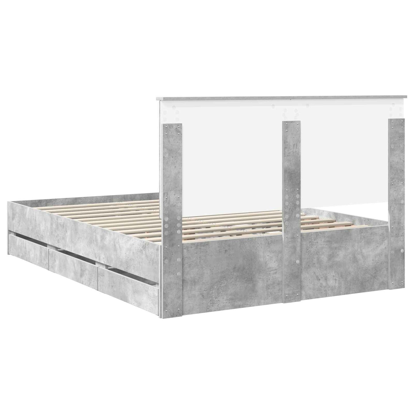 Bed Frame with Drawer Concrete Grey 140 x 190 cm Engineer Wood