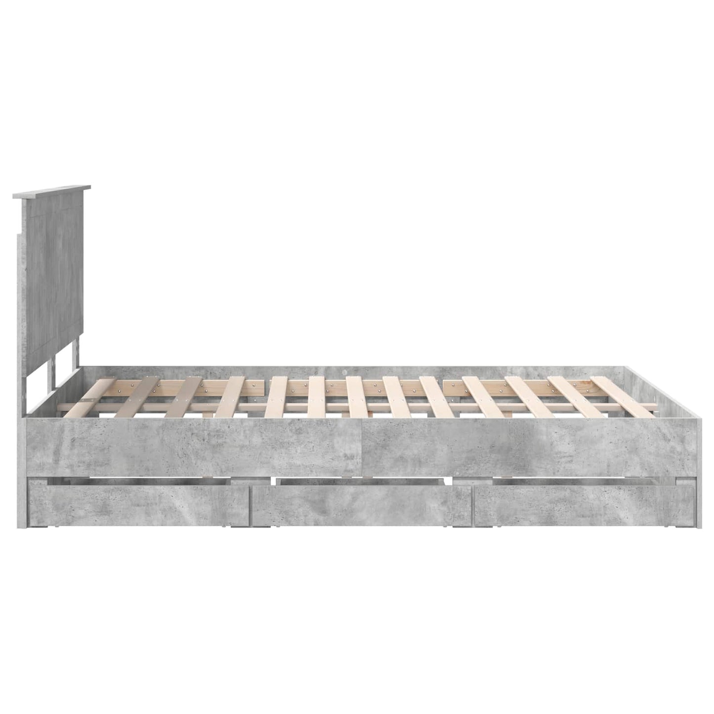 Bed Frame with Drawer Concrete Grey 140 x 190 cm Engineer Wood