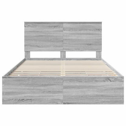 Bed Frame with Drawer Grey Sonoma 140 x 190 cm Engineer Wood