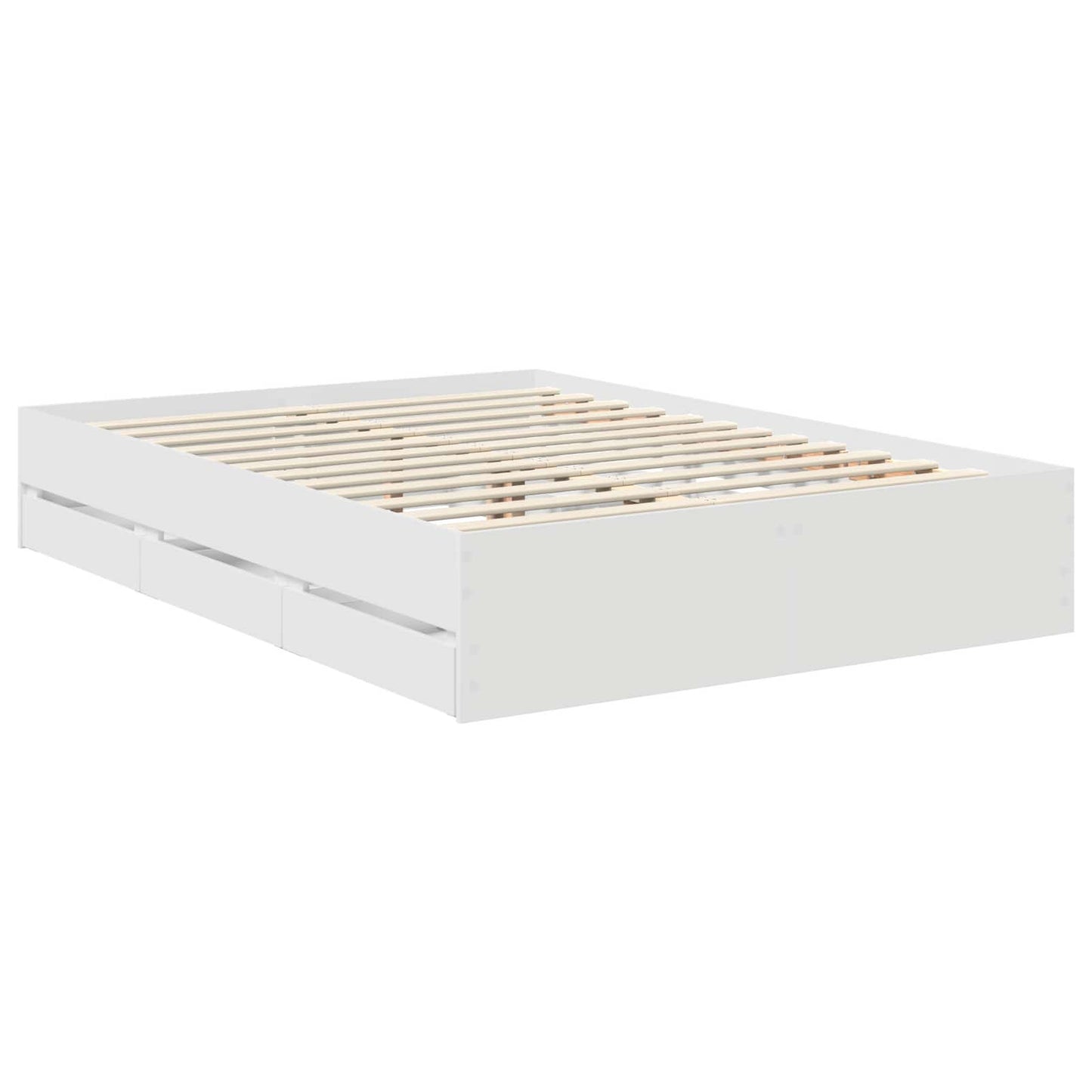Bed Frame with Drawer White 140 x 200 cm Engineer Wood