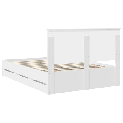 Bed Frame with Drawer White 140 x 200 cm Engineer Wood