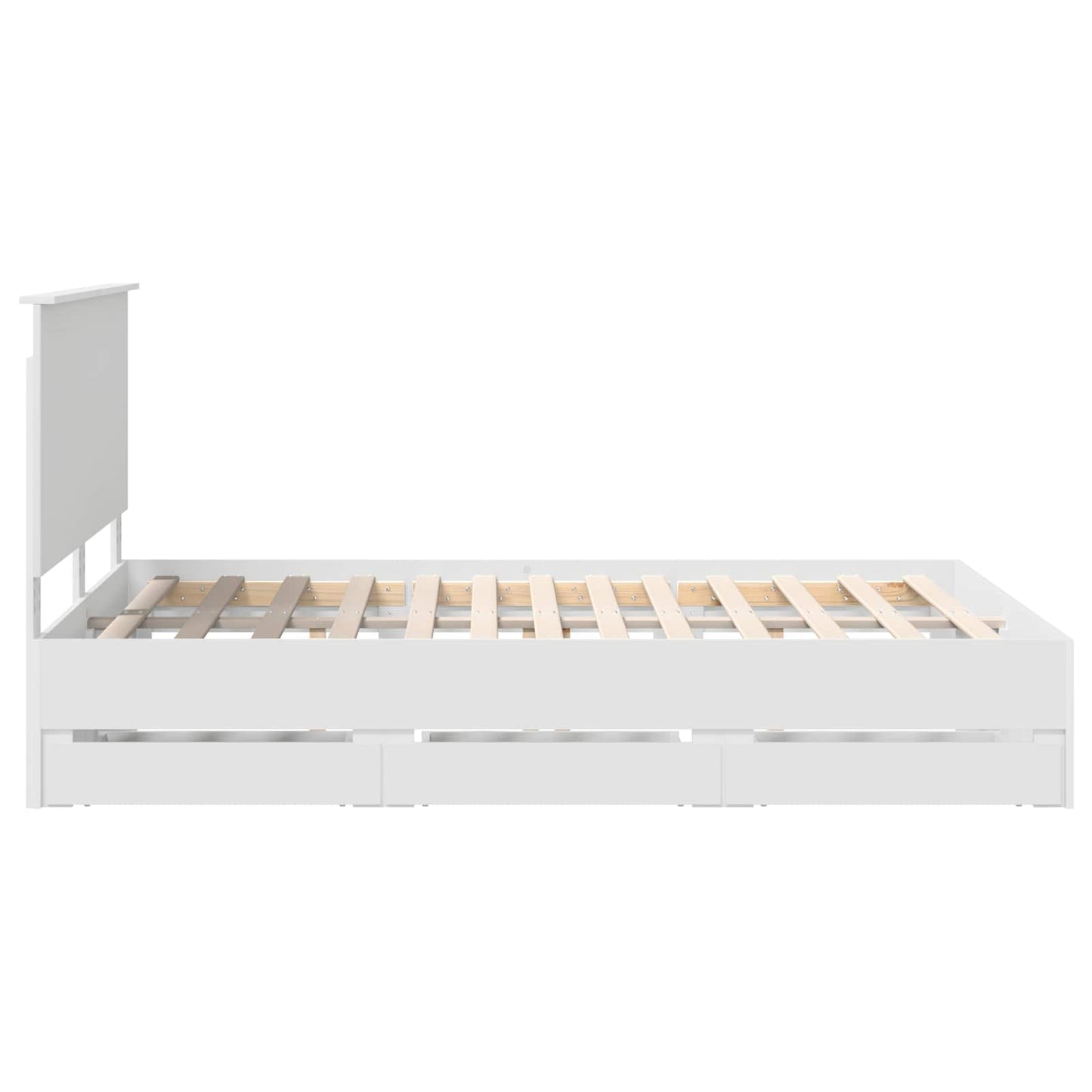Bed Frame with Drawer White 140 x 200 cm Engineer Wood