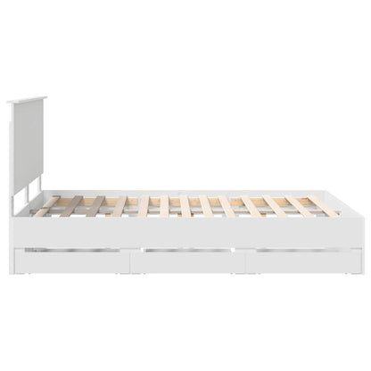 Bed Frame with Drawer White 140 x 200 cm Engineer Wood
