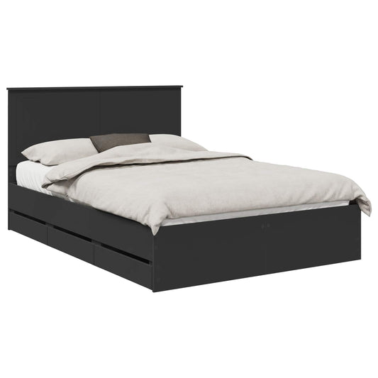 Bed Frame with Drawer Black 140 x 200 cm Engineer Wood