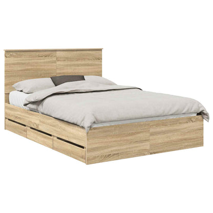 Bed Frame with Drawer Sonoma Oak 140 x 200 cm Engineer Wood