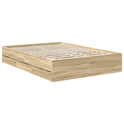 Bed Frame with Drawer Sonoma Oak 140 x 200 cm Engineer Wood