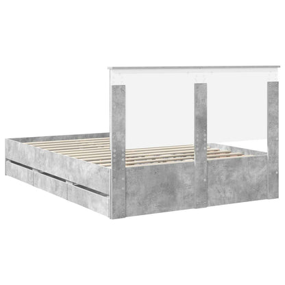 Bed Frame with Drawer Concrete Grey 140 x 200 cm Engineer Wood
