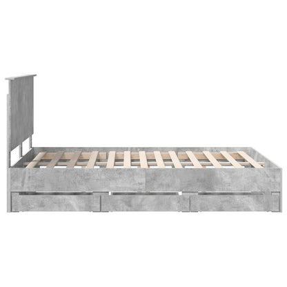 Bed Frame with Drawer Concrete Grey 140 x 200 cm Engineer Wood