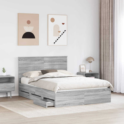 Bed Frame with Drawer Grey Sonoma 140 x 200 cm Engineer Wood