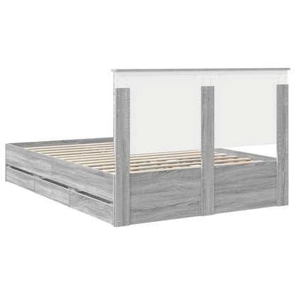 Bed Frame with Drawer Grey Sonoma 140 x 200 cm Engineer Wood