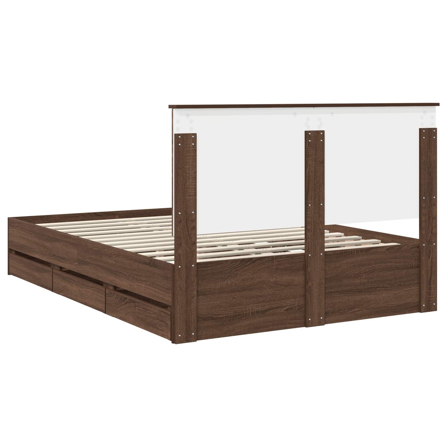 Bed Frame with Drawer Brown Oak 140 x 200 cm Engineer Wood