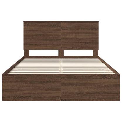 Bed Frame with Drawer Brown Oak 140 x 200 cm Engineer Wood