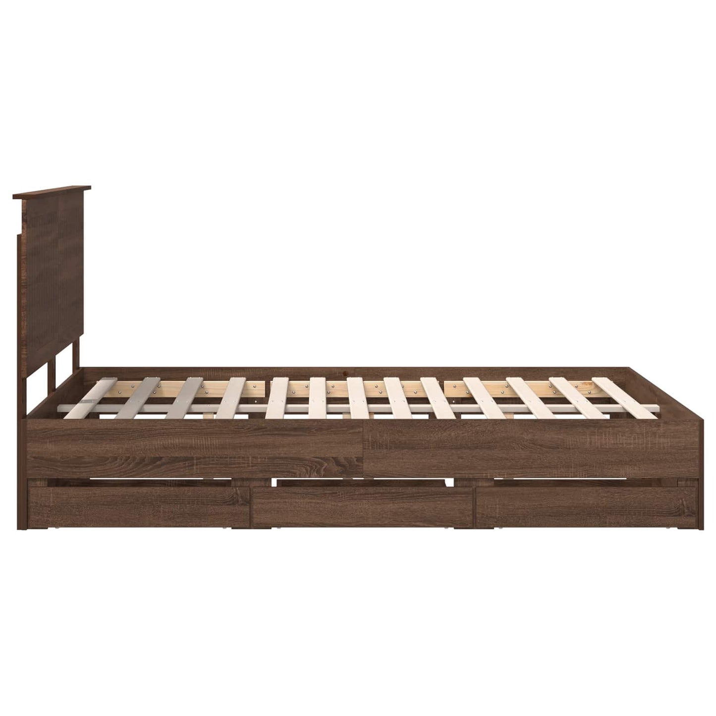 Bed Frame with Drawer Brown Oak 140 x 200 cm Engineer Wood