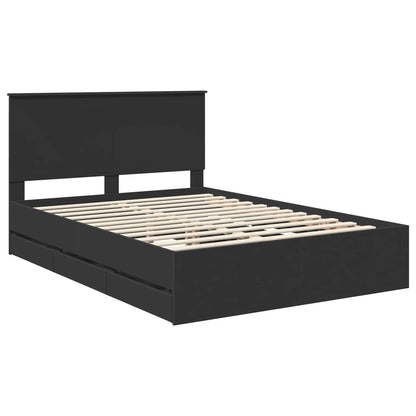 Bed Frame with Drawer Black 135 x 190 cm Engineer Wood