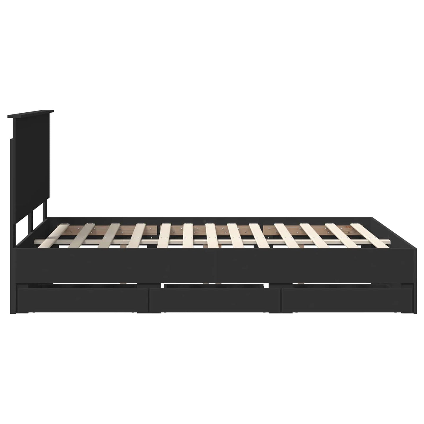 Bed Frame with Drawer Black 135 x 190 cm Engineer Wood