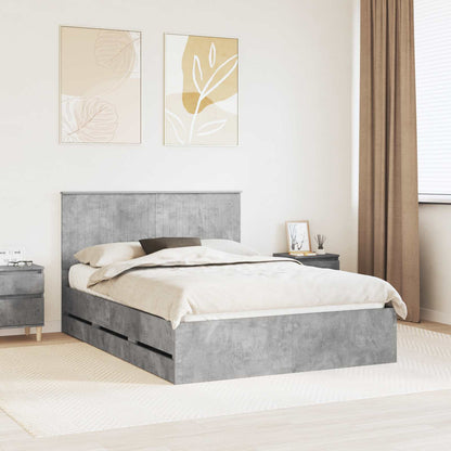 Bed Frame with Drawer Concrete Grey 135 x 190 cm Engineer Wood