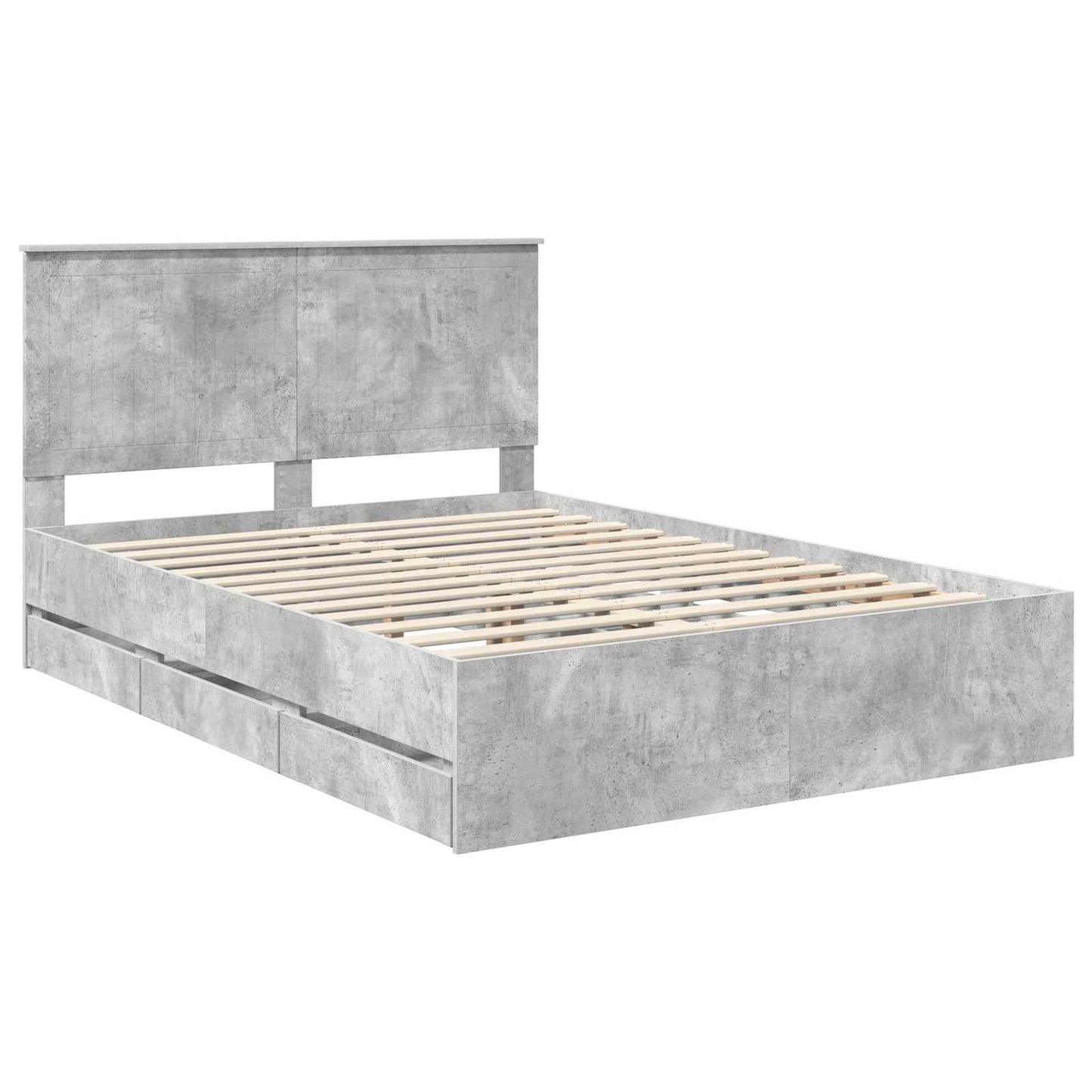 Bed Frame with Drawer Concrete Grey 135 x 190 cm Engineer Wood