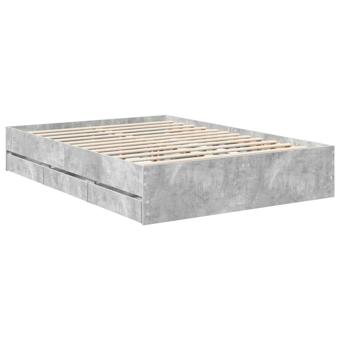 Bed Frame with Drawer Concrete Grey 135 x 190 cm Engineer Wood