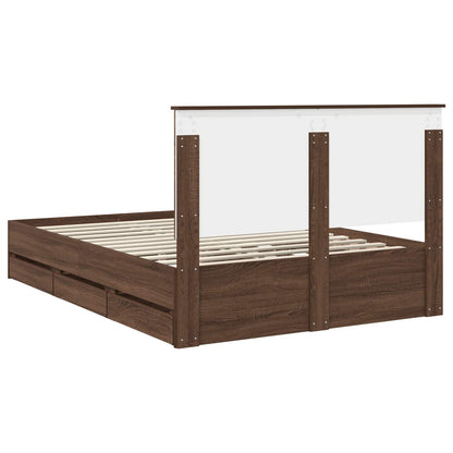 Bed Frame with Drawer Brown Oak 135 x 190 cm Engineer Wood