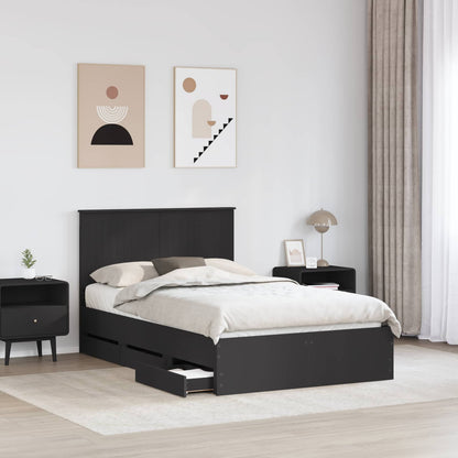 Bed Frame with Drawer Black 120 x 190 cm Engineer Wood