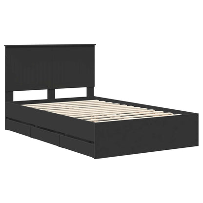 Bed Frame with Drawer Black 120 x 190 cm Engineer Wood