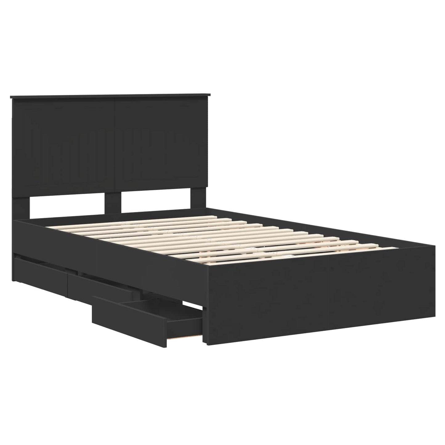 Bed Frame with Drawer Black 120 x 190 cm Engineer Wood