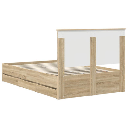 Bed Frame with Drawer Sonoma Oak 120 x 190 cm Engineer Wood