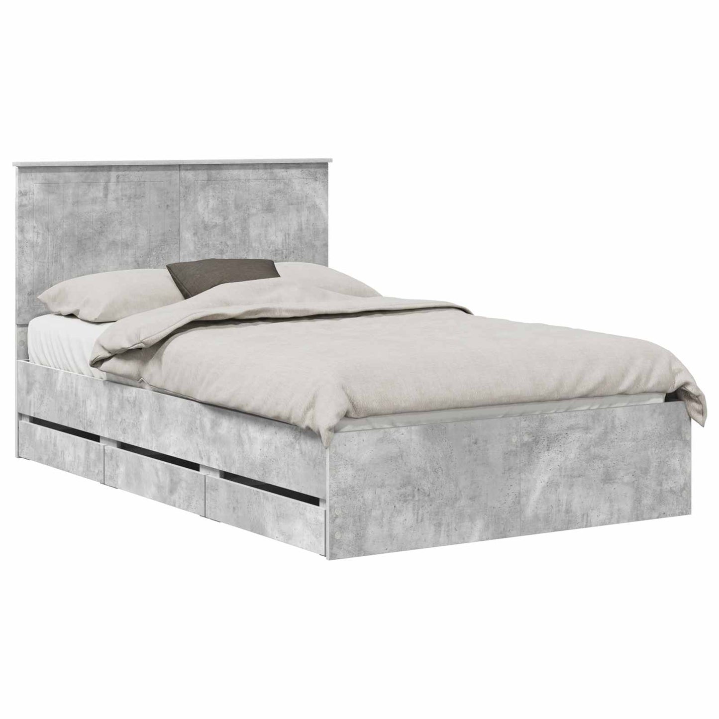 Bed Frame with Drawer Concrete Grey 120 x 190 cm Engineer Wood