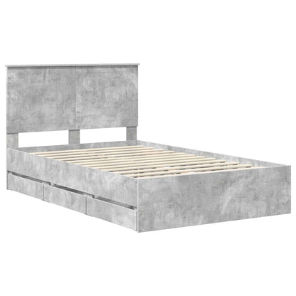 Bed Frame with Drawer Concrete Grey 120 x 190 cm Engineer Wood