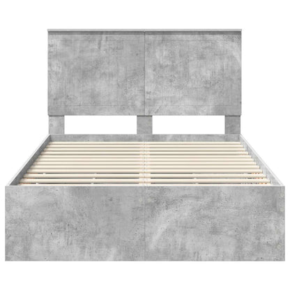 Bed Frame with Drawer Concrete Grey 120 x 190 cm Engineer Wood
