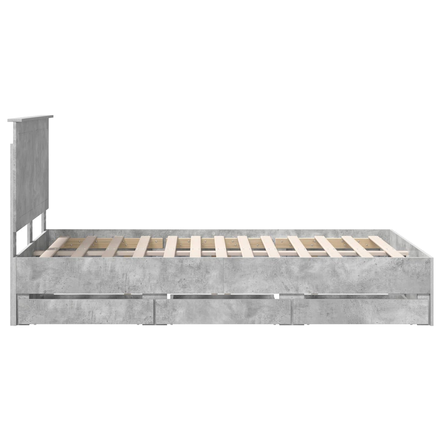 Bed Frame with Drawer Concrete Grey 120 x 190 cm Engineer Wood