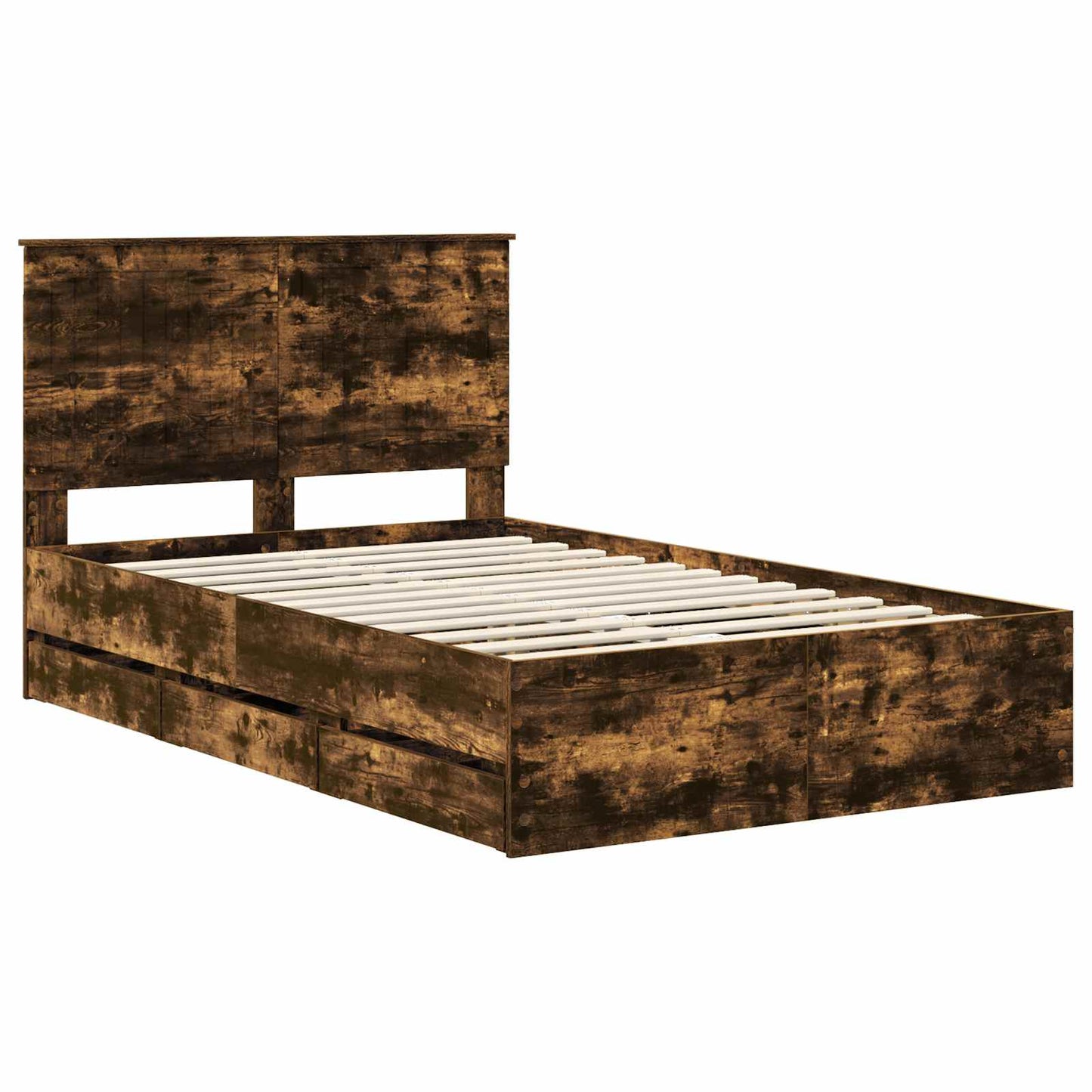 Bed Frame with Drawer Smoked Oak 120 x 200 cm Engineer Wood