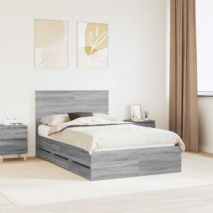 Bed Frame with Drawer Grey Sonoma 120 x 190 cm Engineer Wood