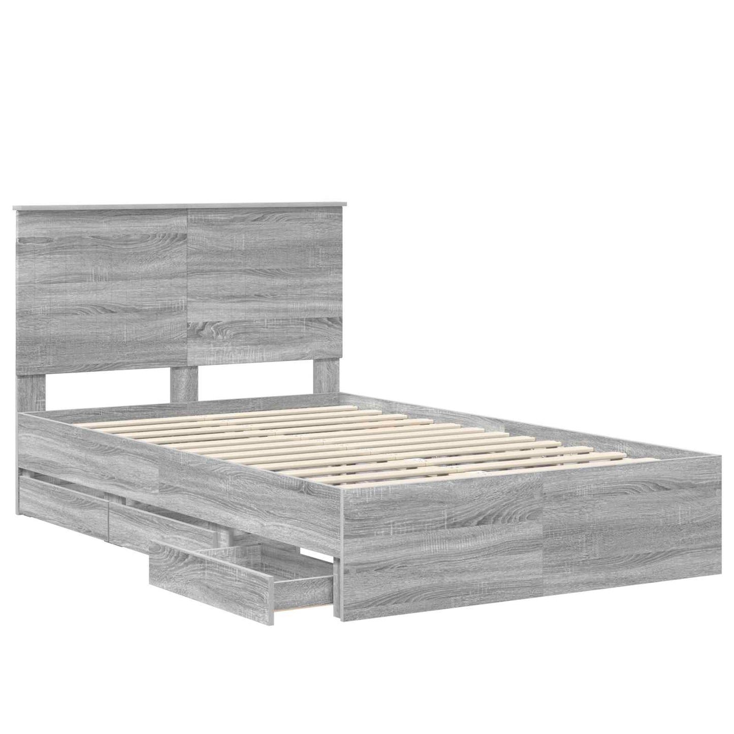 Bed Frame with Drawer Grey Sonoma 120 x 190 cm Engineer Wood