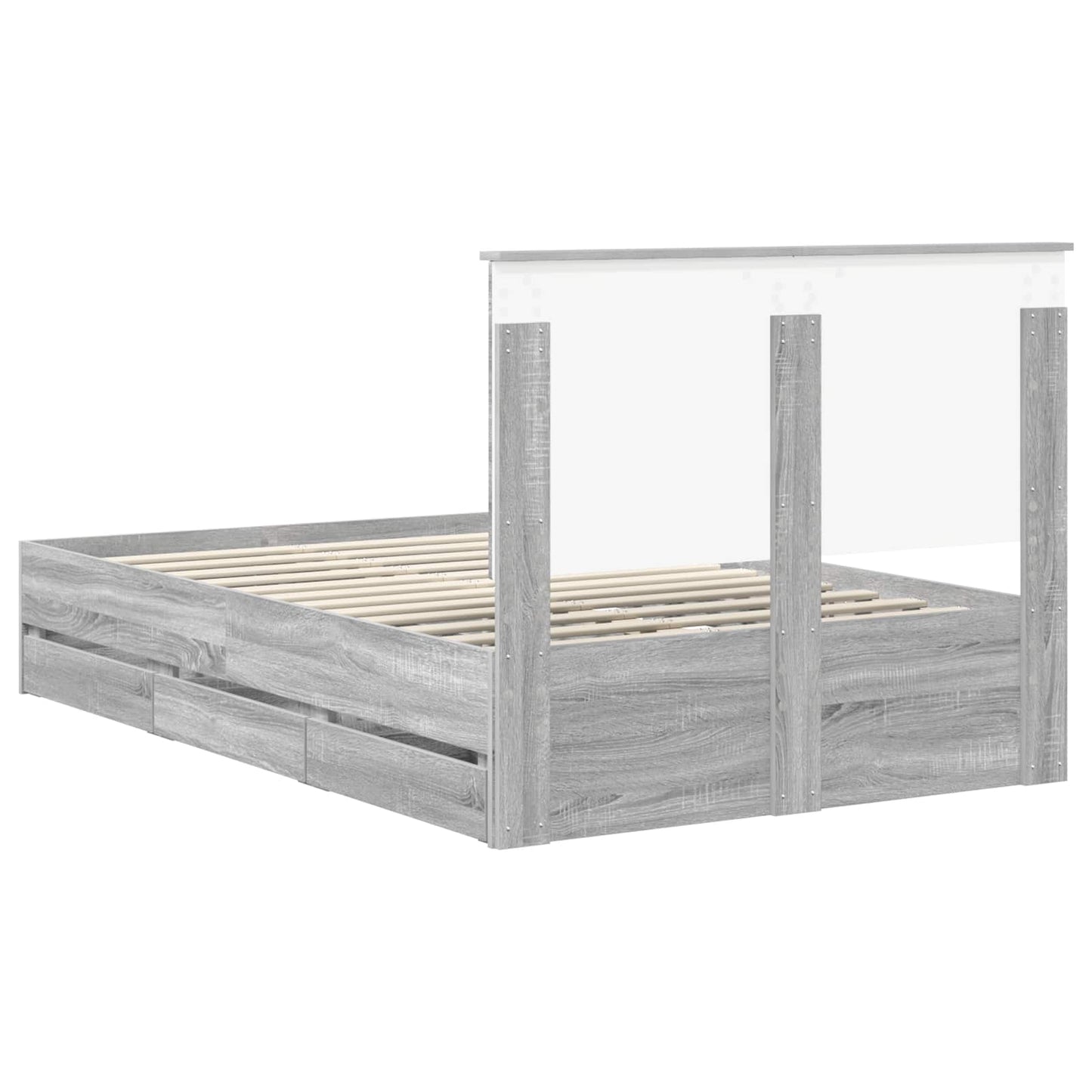 Bed Frame with Drawer Grey Sonoma 120 x 190 cm Engineer Wood