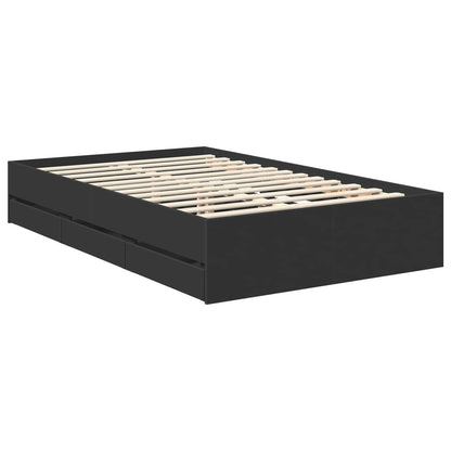 Bed Frame with Drawer Black 120 x 200 cm Engineer Wood