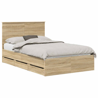 Bed Frame with Drawer Sonoma Oak 120 x 200 cm Engineer Wood