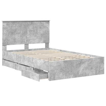 Bed Frame with Drawer Concrete Grey 120 x 200 cm Engineer Wood