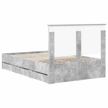 Bed Frame with Drawer Concrete Grey 120 x 200 cm Engineer Wood