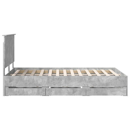 Bed Frame with Drawer Concrete Grey 120 x 200 cm Engineer Wood