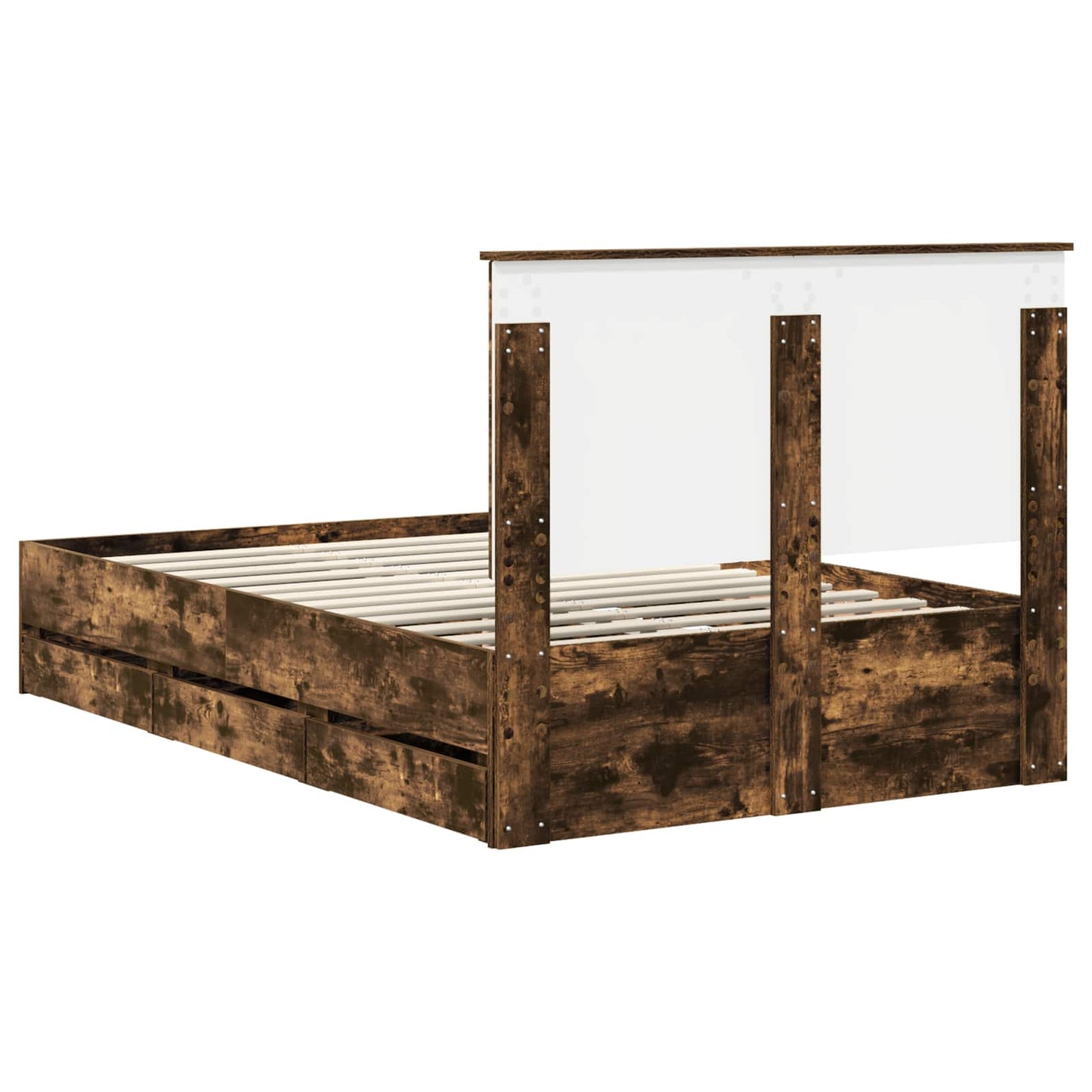 Bed Frame with Drawer Smoked Oak 120 x 200 cm Engineer Wood