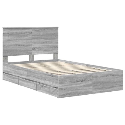 Bed Frame with Drawer Grey Sonoma 120 x 200 cm Engineer Wood