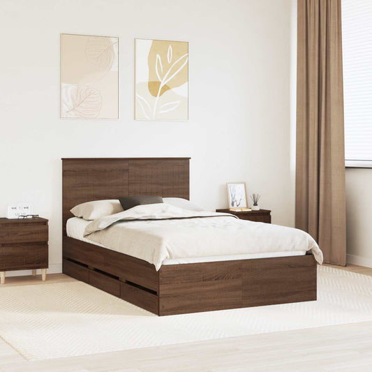 Bed Frame with Drawer Brown Oak 120 x 200 cm Engineer Wood