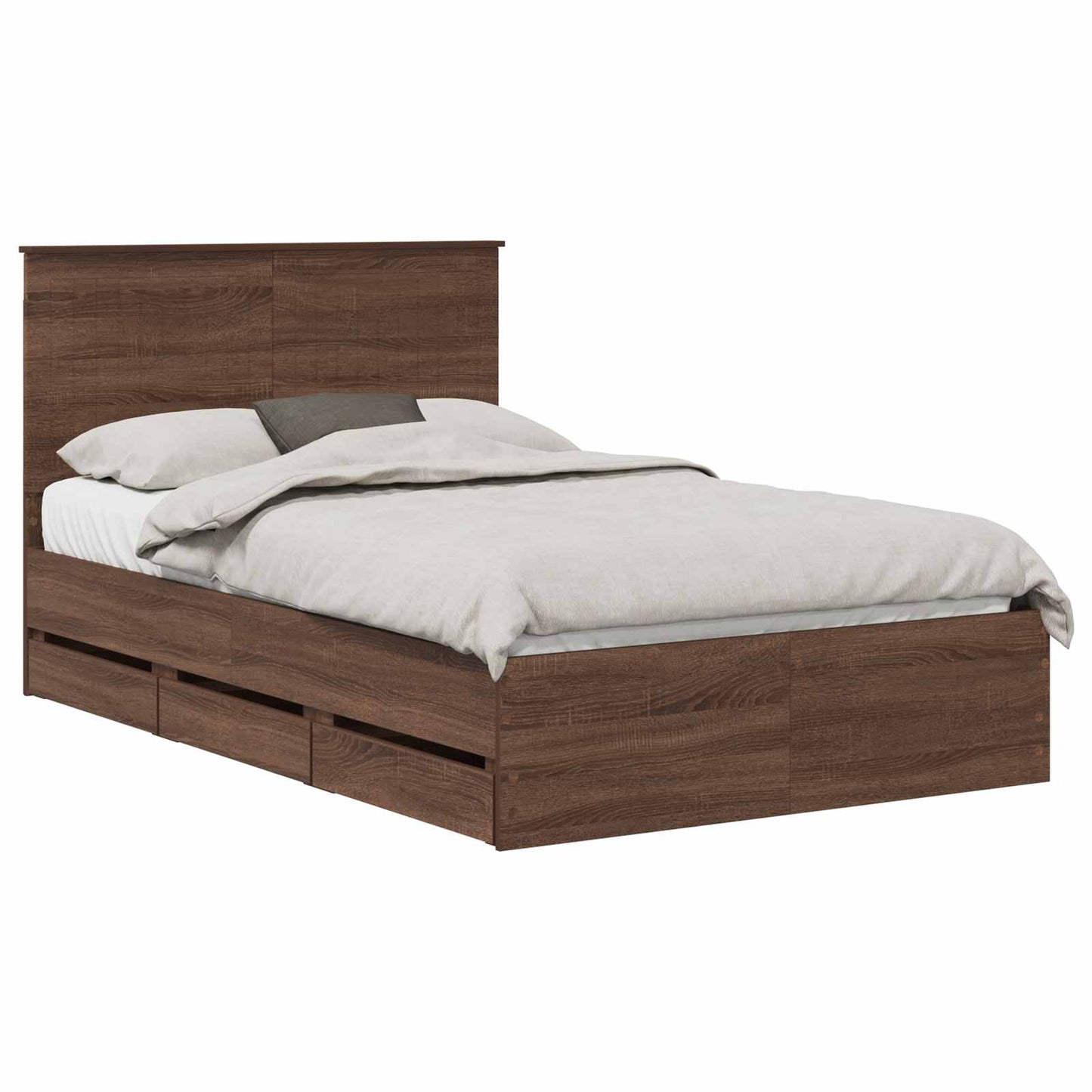 Bed Frame with Drawer Brown Oak 120 x 200 cm Engineer Wood