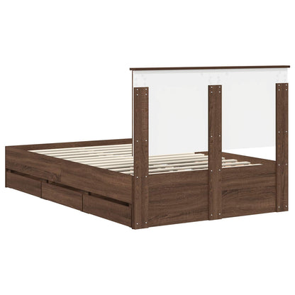 Bed Frame with Drawer Brown Oak 120 x 200 cm Engineer Wood